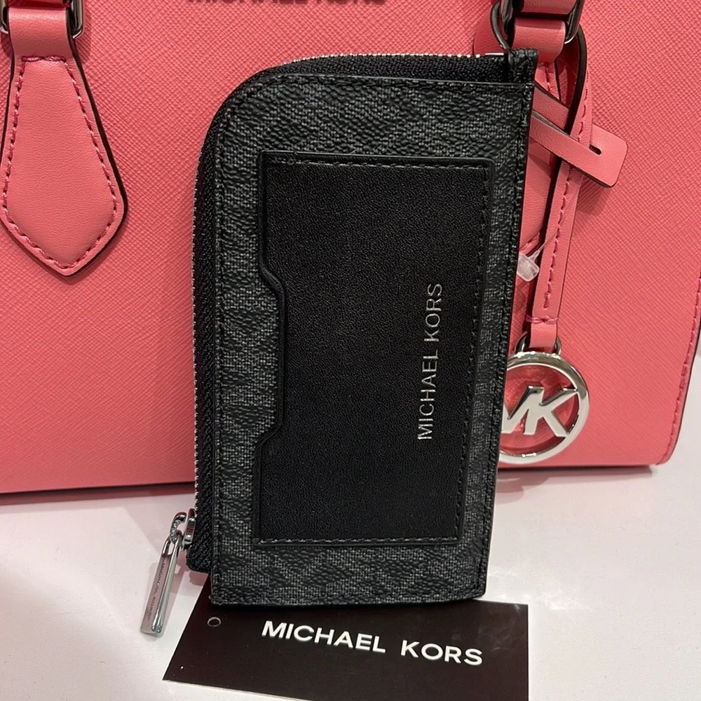 Michael Kors L Zip Mini Wallet Black NWT
